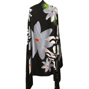 Floral Tahiti Beach Cover Up Shawl Wrap Scarf Multicolored Flowers Large